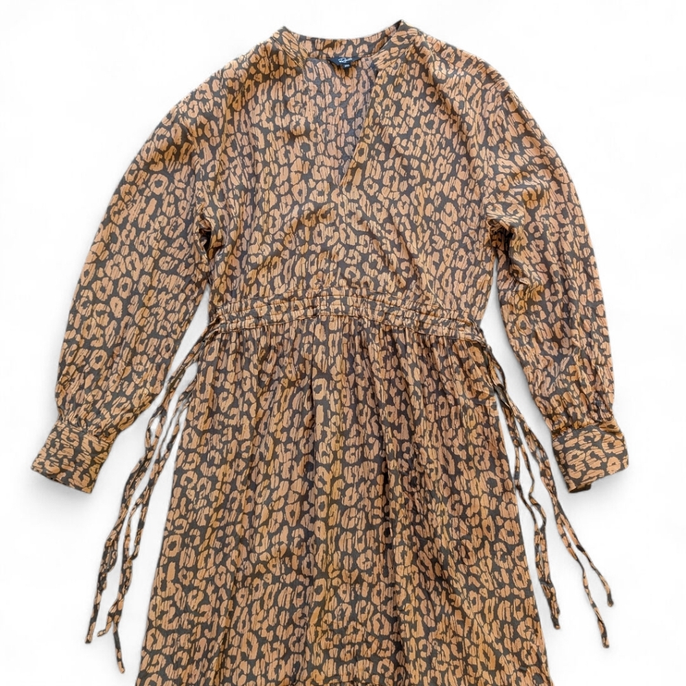 RAILS Maple Dress Batik Cheetah Leopard Print Tiered Boho Midi Button Front XXS‎ - Picture 5 of 15